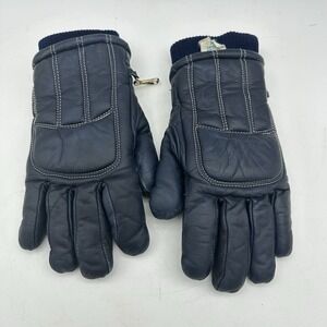 Vintage Conroy Blue Imported Leather Ski Gloves Ladies Size M